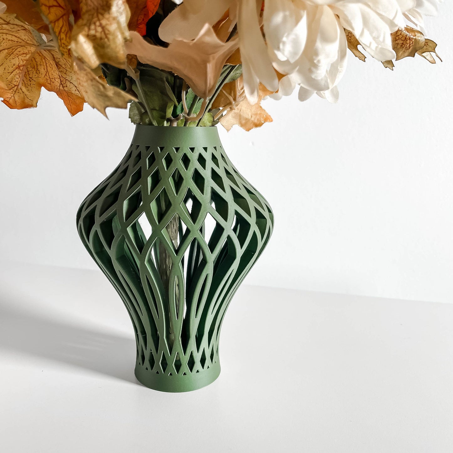 Abstract Vase, Modern Tabletop Accent, Abstract Flower Holder, Minimalist Organic Shape Olive Desk Display