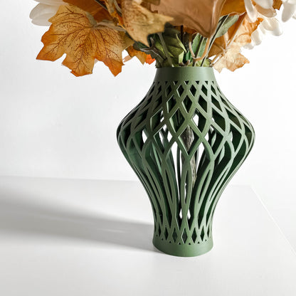 Abstract Vase, Modern Tabletop Accent, Abstract Flower Holder, Minimalist Organic Shape Olive Desk Display