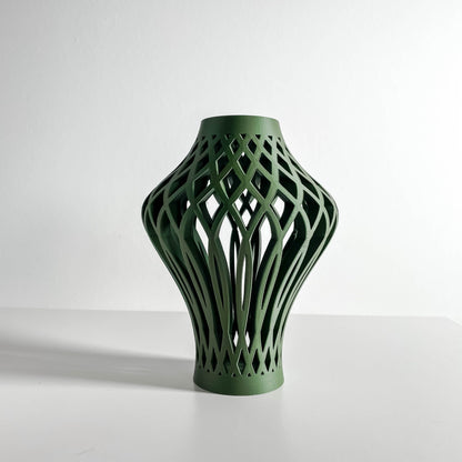 Abstract Vase, Modern Tabletop Accent, Abstract Flower Holder, Minimalist Organic Shape Olive Desk Display