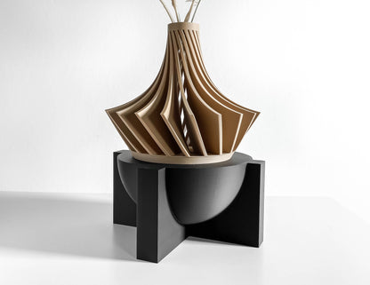 Sculptural Plant Stand, Interior Riser, Contemporary Pedestal for Planters, Minimalist Japandi Design