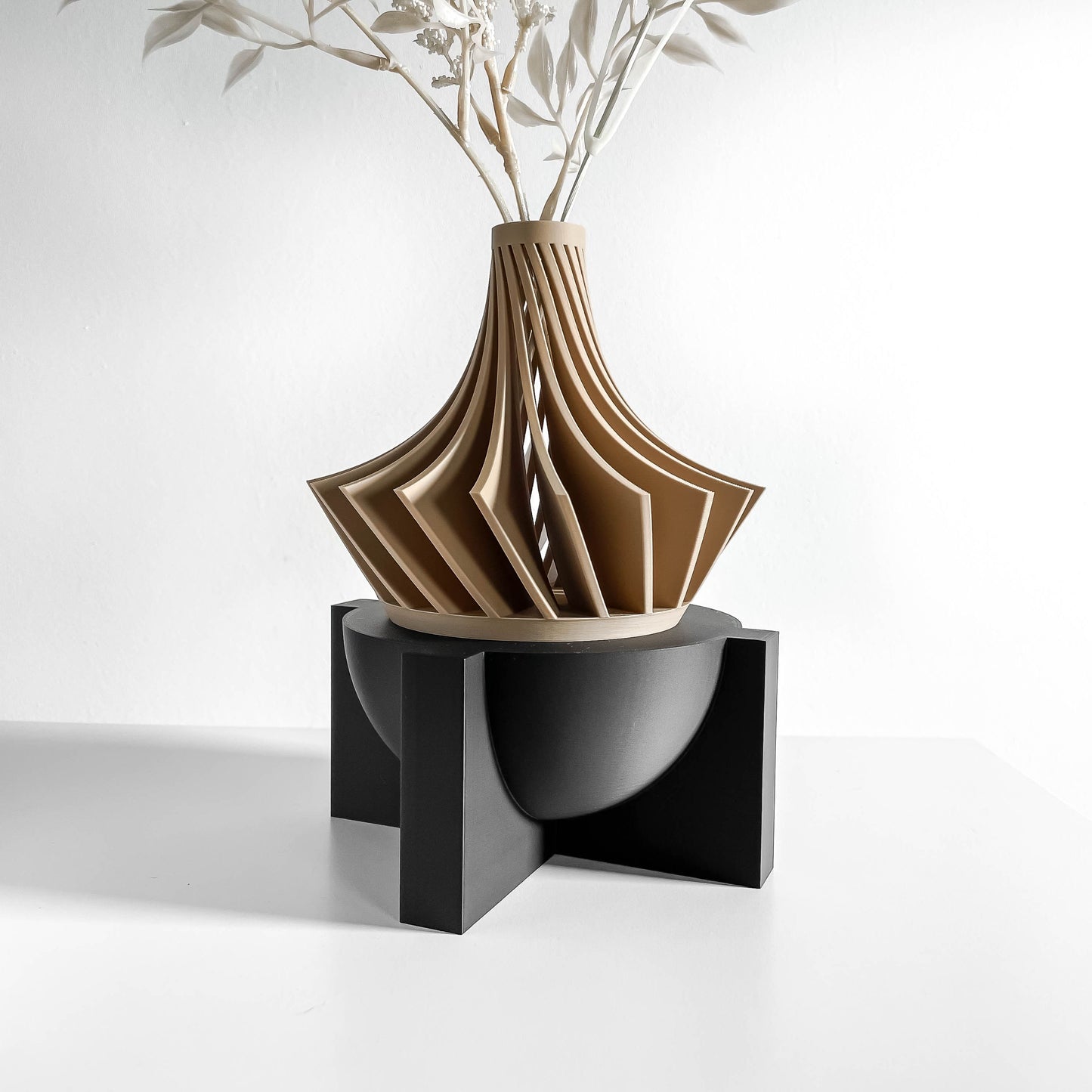 Sculptural Plant Stand, Interior Riser, Contemporary Pedestal for Planters, Minimalist Japandi Design