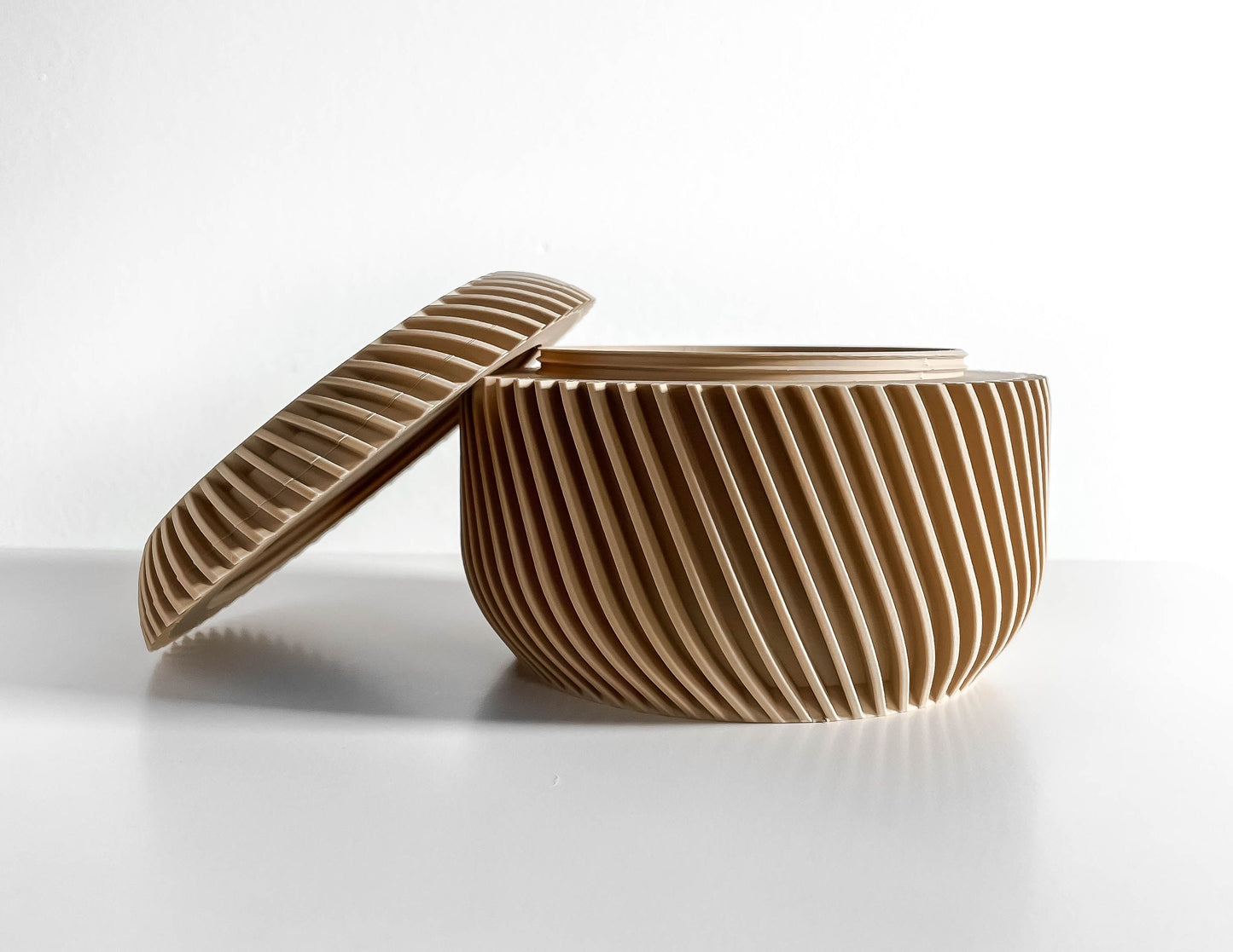 Lidded Jar, Twist Lid Vanity Organizer, Desk Catchall, Contemporary Scandinavian