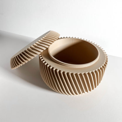 Lidded Jar, Twist Lid Vanity Organizer, Desk Catchall, Contemporary Scandinavian