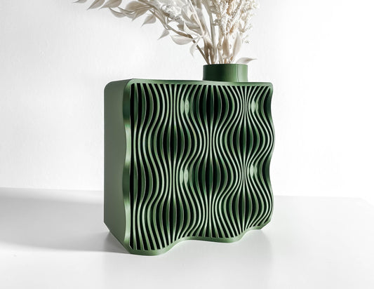 modern vase, sculptural ribbed planter japandi decor, elegant tabletop organizer
