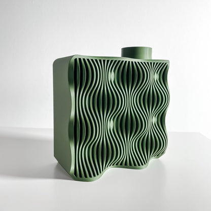 modern vase, sculptural ribbed planter japandi decor, elegant tabletop organizer