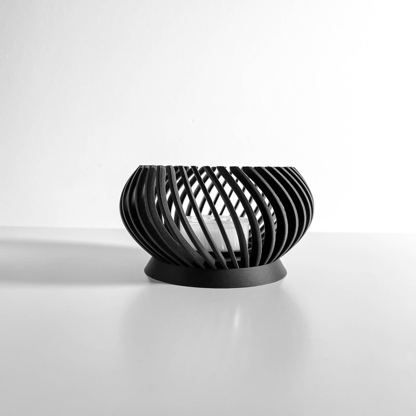 Candle Holder, Sculptural Geometric Tealight Votive, Minimalist Nordic Tabletop Accent