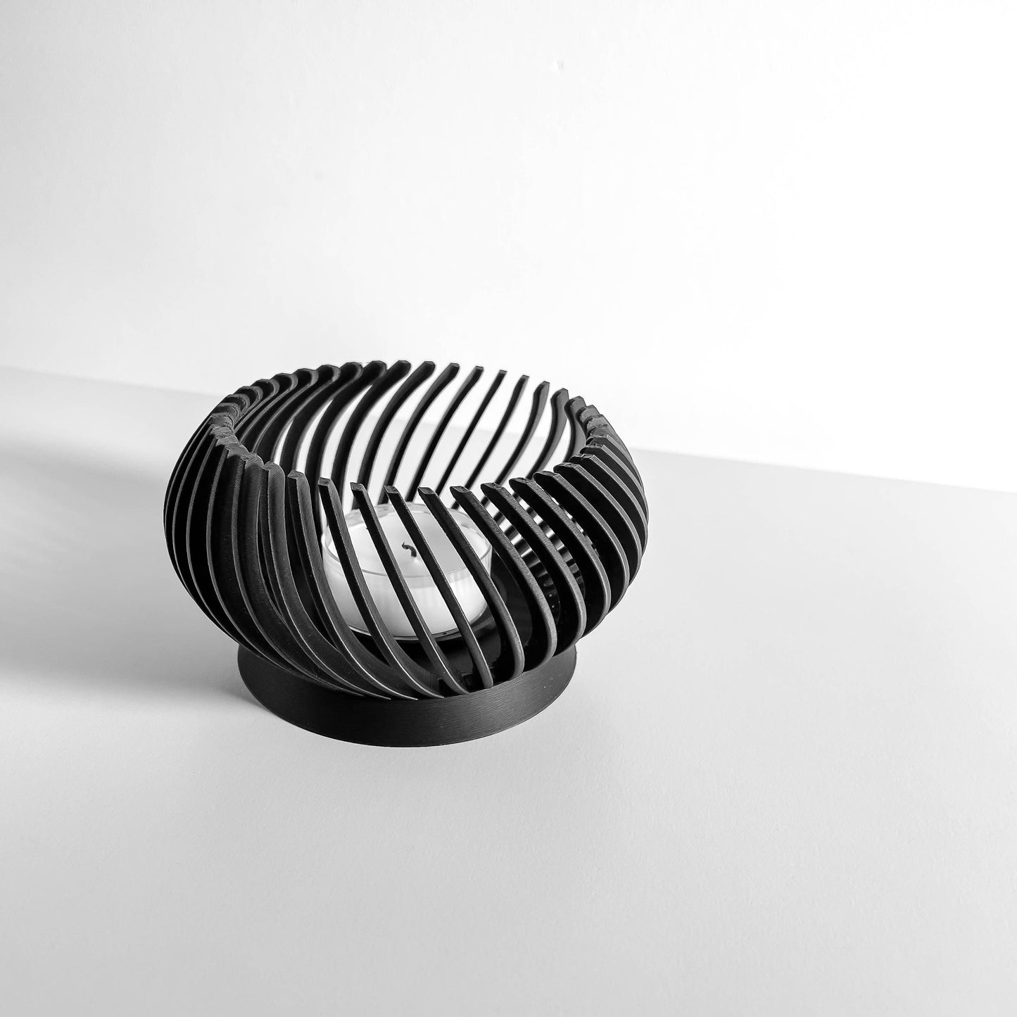 Candle Holder, Sculptural Geometric Tealight Votive, Minimalist Nordic Tabletop Accent