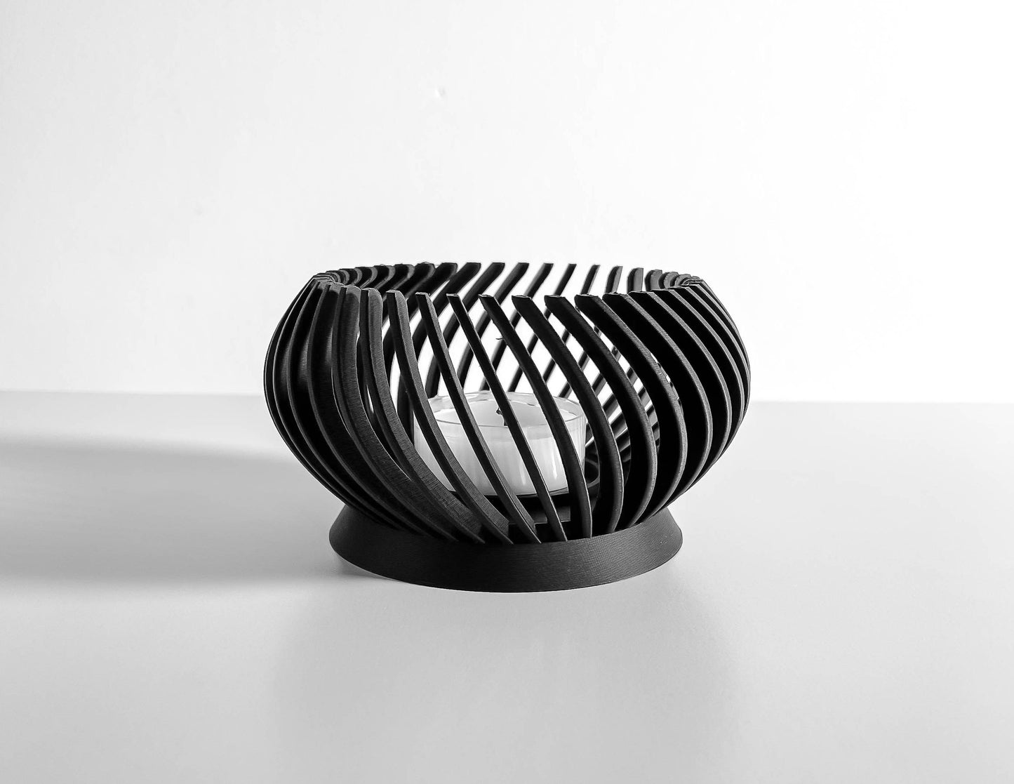 Candle Holder, Sculptural Geometric Tealight Votive, Minimalist Nordic Tabletop Accent