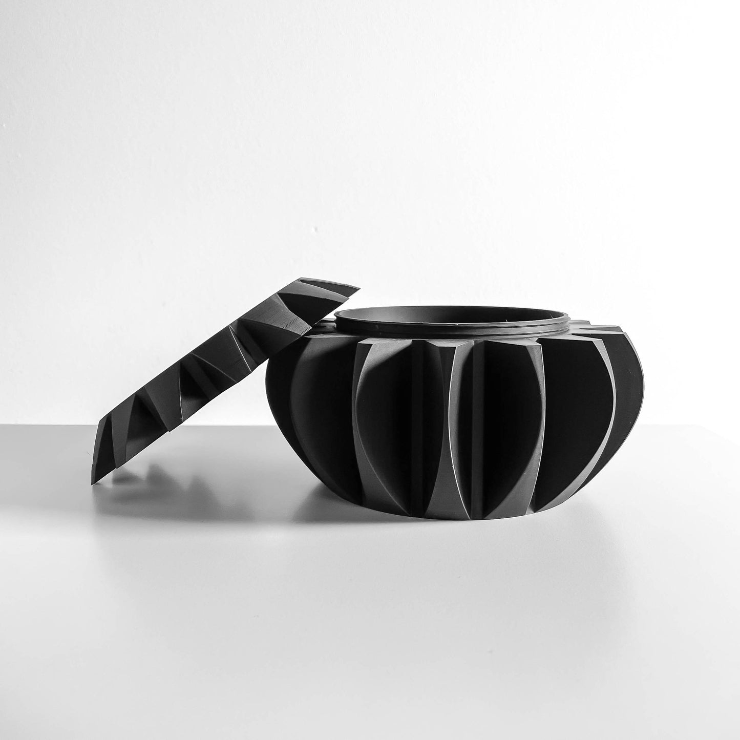 lidded storage jar, twist lid organizer, countertop vanity container, minimalist