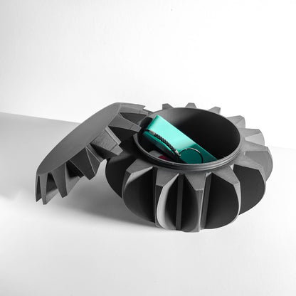 lidded storage jar, twist lid organizer, countertop vanity container, minimalist