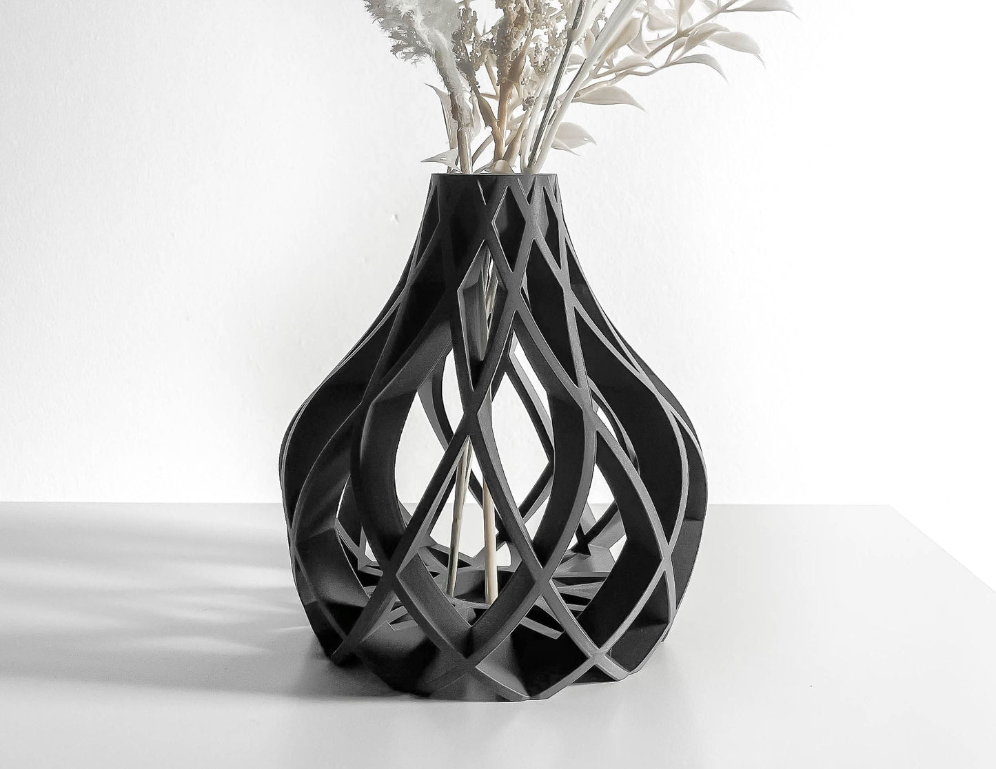 Modern Vase, Textured Tabletop Sculpture, Ribbed Flower Holder, Elegant Accent, Minimalist