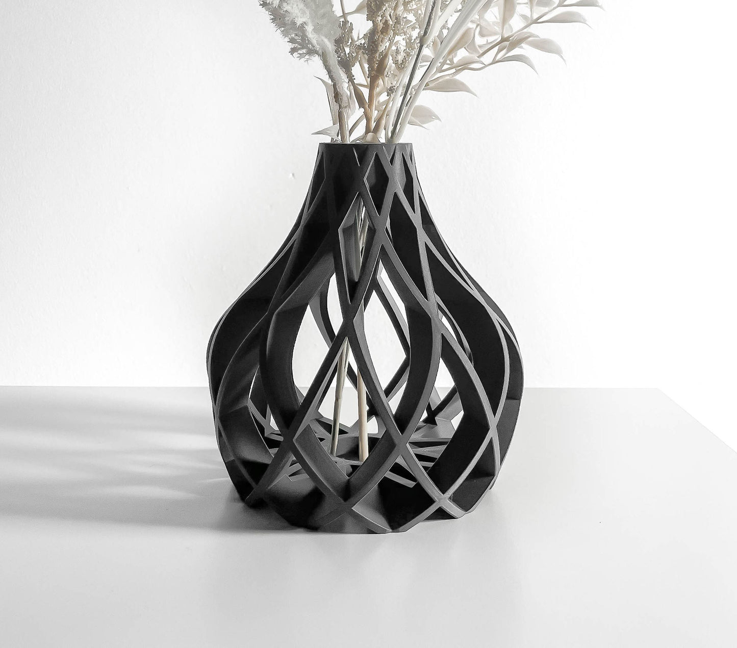 Modern Vase, Textured Tabletop Sculpture, Ribbed Flower Holder, Elegant Accent, Minimalist