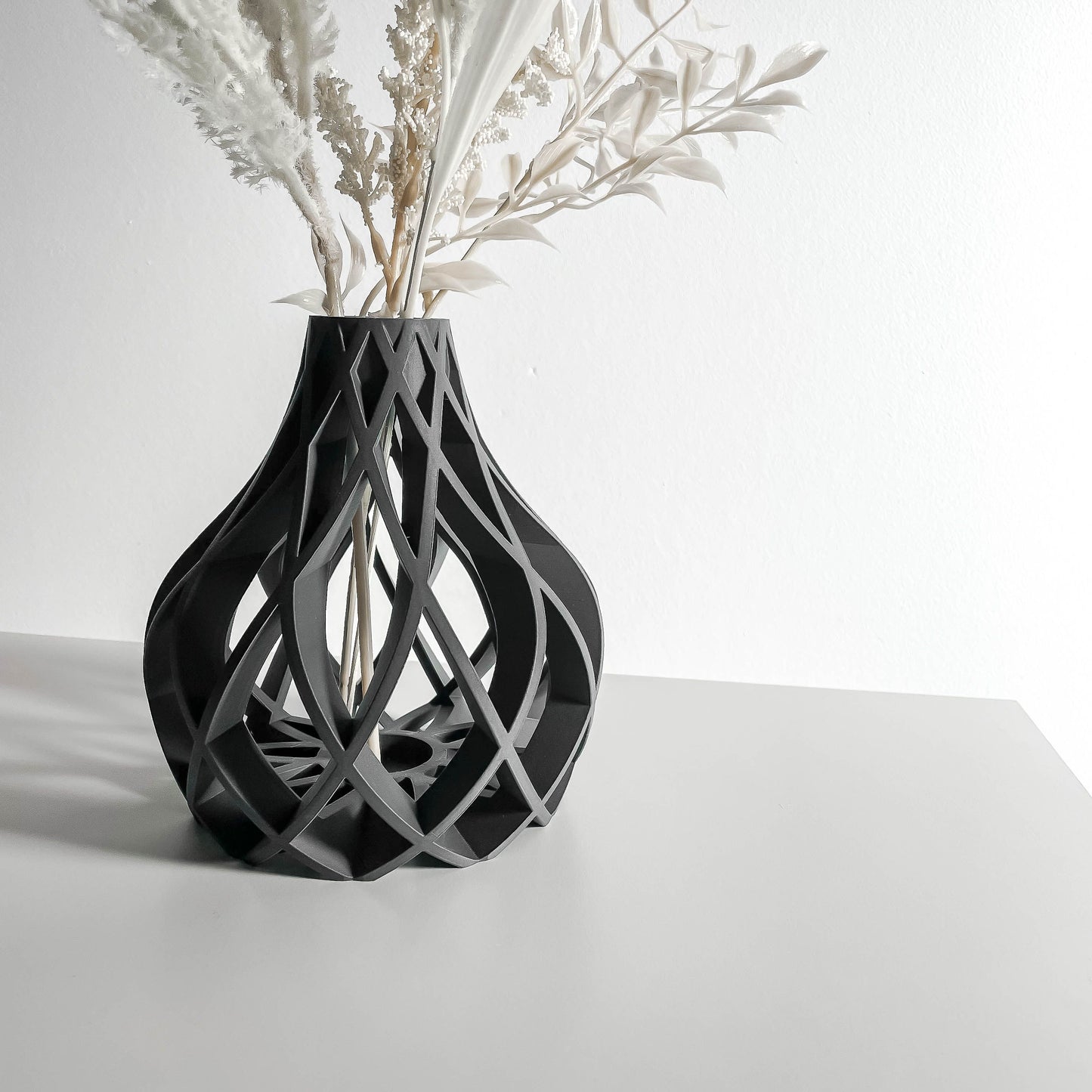 Modern Vase, Textured Tabletop Sculpture, Ribbed Flower Holder, Elegant Accent, Minimalist
