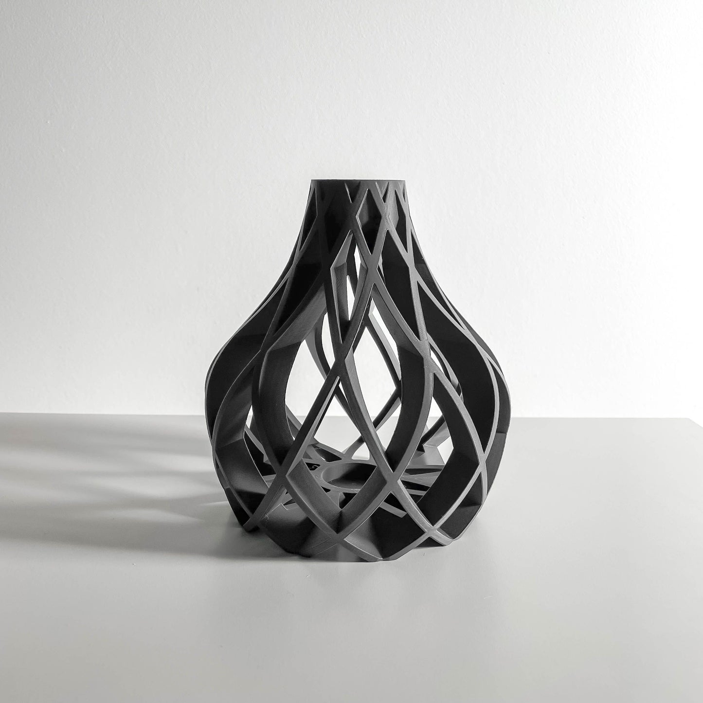 Modern Vase, Textured Tabletop Sculpture, Ribbed Flower Holder, Elegant Accent, Minimalist