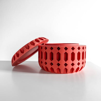 Lidded storage jar, twist top canister, countertop organizer, minimalist sculptural