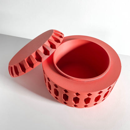 Lidded storage jar, twist top canister, countertop organizer, minimalist sculptural