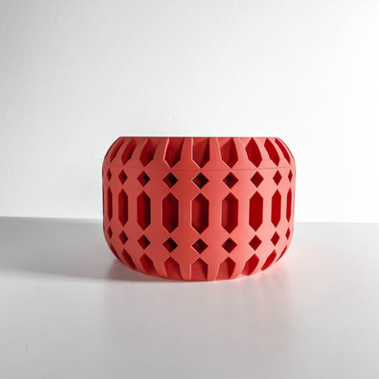 Lidded storage jar, twist top canister, countertop organizer, minimalist sculptural