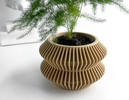 Indoor Planter Pot, Artistic Plant Vessel, Succulent and Herb, Desk Organizer, Matte, Art Deco